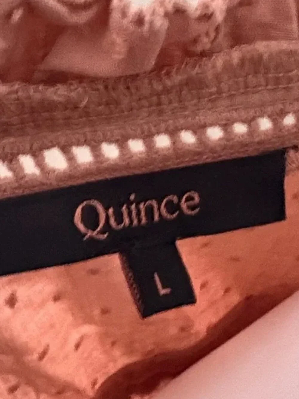Quince Organic Textured Cotton Peasant Blouse Large L Terra Cotta - Picture 4 of 5